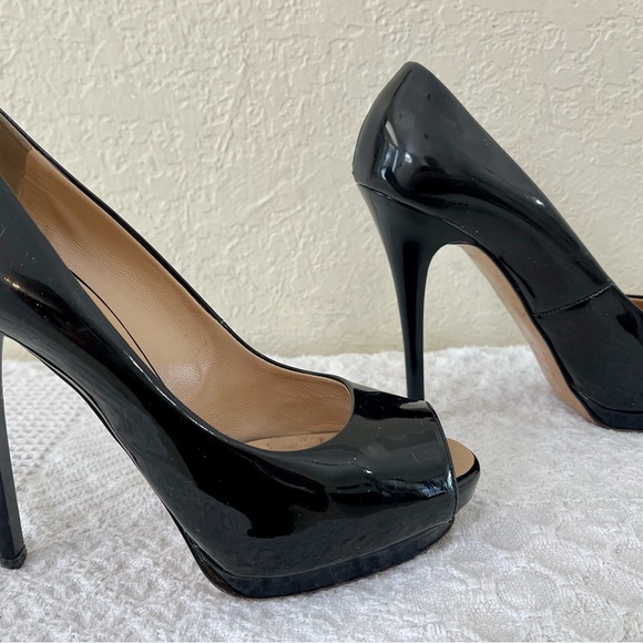 Giuseppe Zanotti Design Italian Black Patent Leather Peep-Toe Pumps Shoes 38 EUC - Picture 6 of 13